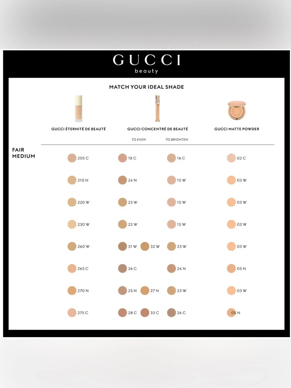 210N Gucci Éternité de Beauté Foundation (Fair Medium W/ Neutral Undertones